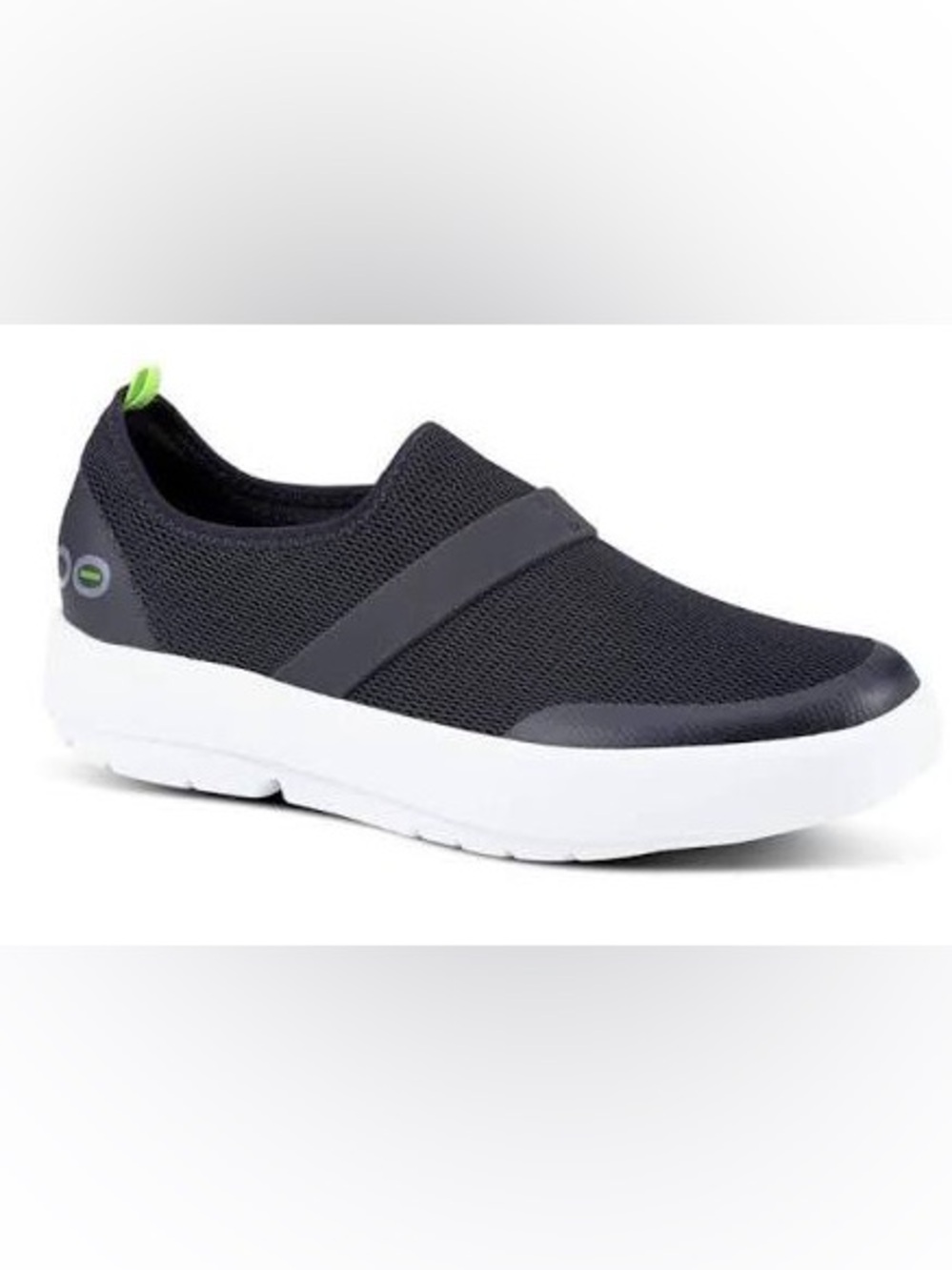 Women’s OOfos Slip On Shoe New Size 9 1/2 Black White Sneaker Slip On